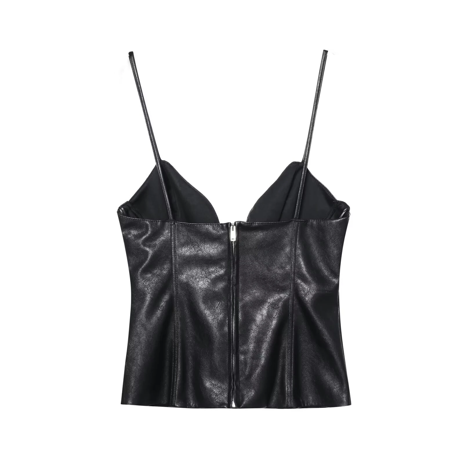 Women’s Slim Fit Faux Leather Bow Suspender Top - Image 2