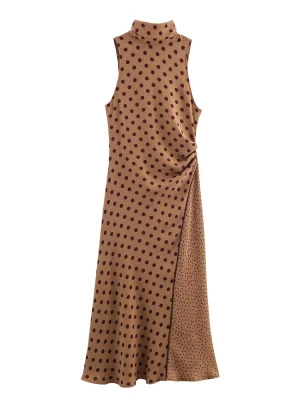 Polka Dot Bow Flute Dress for Women