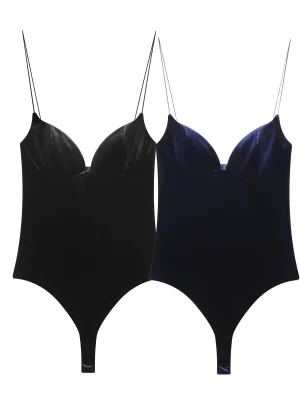 European-Style Velvet Suspender Jumpsuit