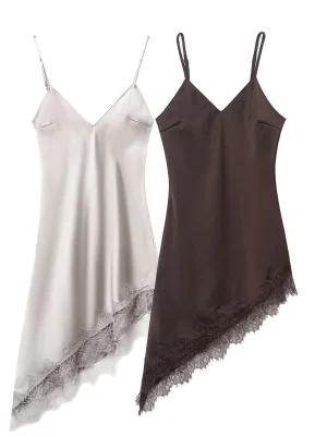 Women’s 2025 V-Neck Satin Suspender Dress