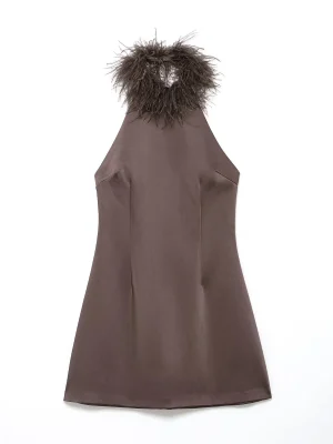 2025 Winter Women's Seaside Zipper Feathered Dress
