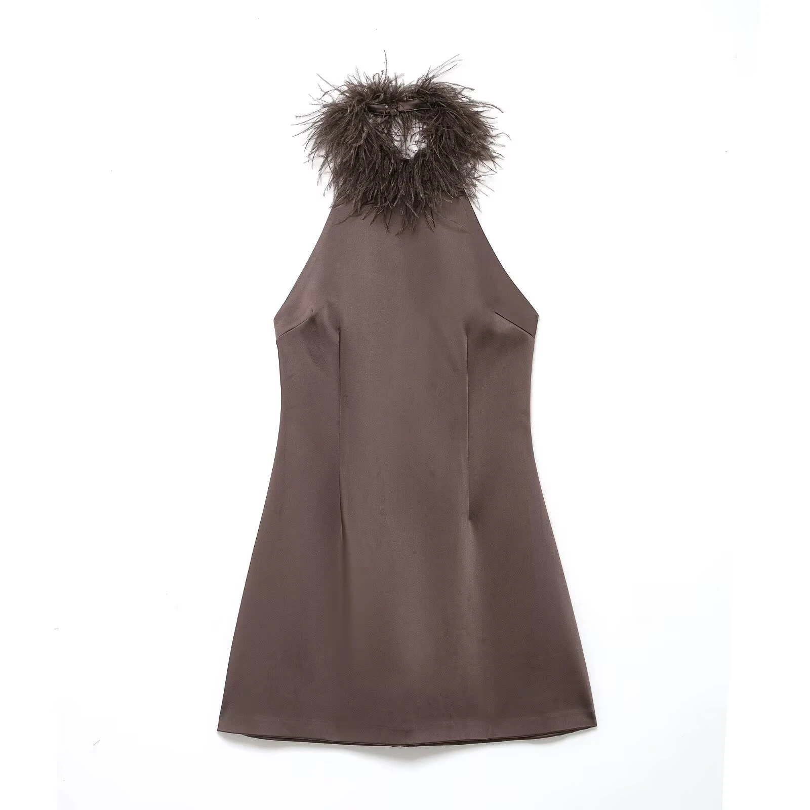 2025 Winter Women's Seaside Zipper Feathered Dress