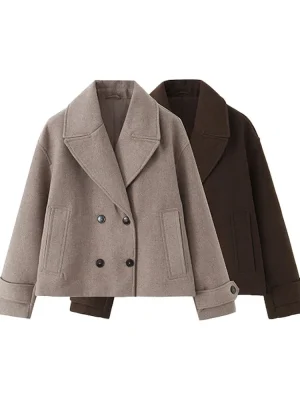 Women’s Autumn Winter Double-Breasted Short Coat