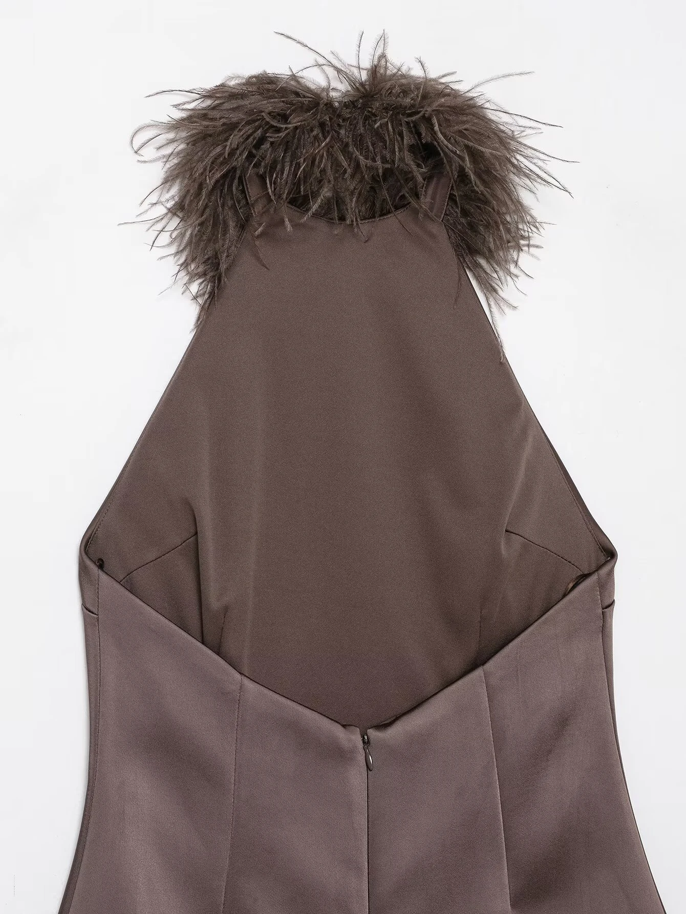 2025 Winter Women's Seaside Zipper Feathered Dress - Image 4