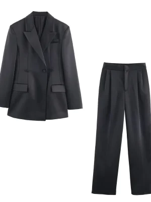 2025 Women's Silk Texture Multi-Button Pants Set