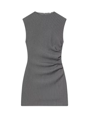 2025 Winter Slim Fit Striped Dress with Shoulder Pads