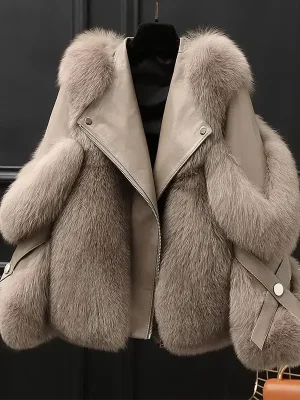 Women’s Luxury Faux Fur Lapel Coat