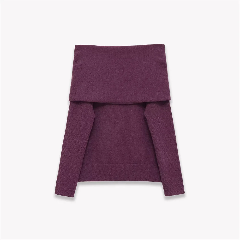 Winter Women’s Curled Edge Off-Shoulder Sweater - Image 2