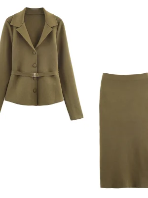 Women’s 2025 Sweet Cardigan & Slim MIDI Skirt Set