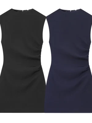 2025 Winter Slim Fit Sleeveless Dress with Shoulder Pads