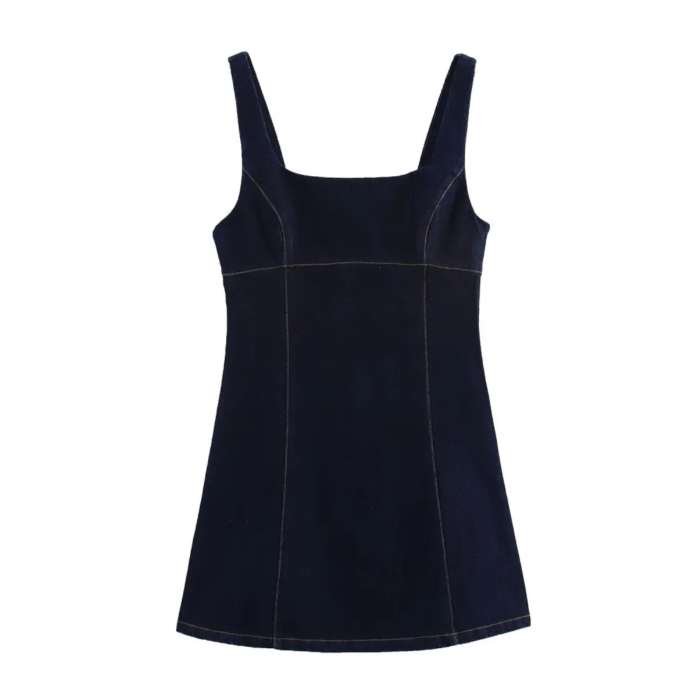 Women’s Square Neck Sleeveless Denim Mini Dress