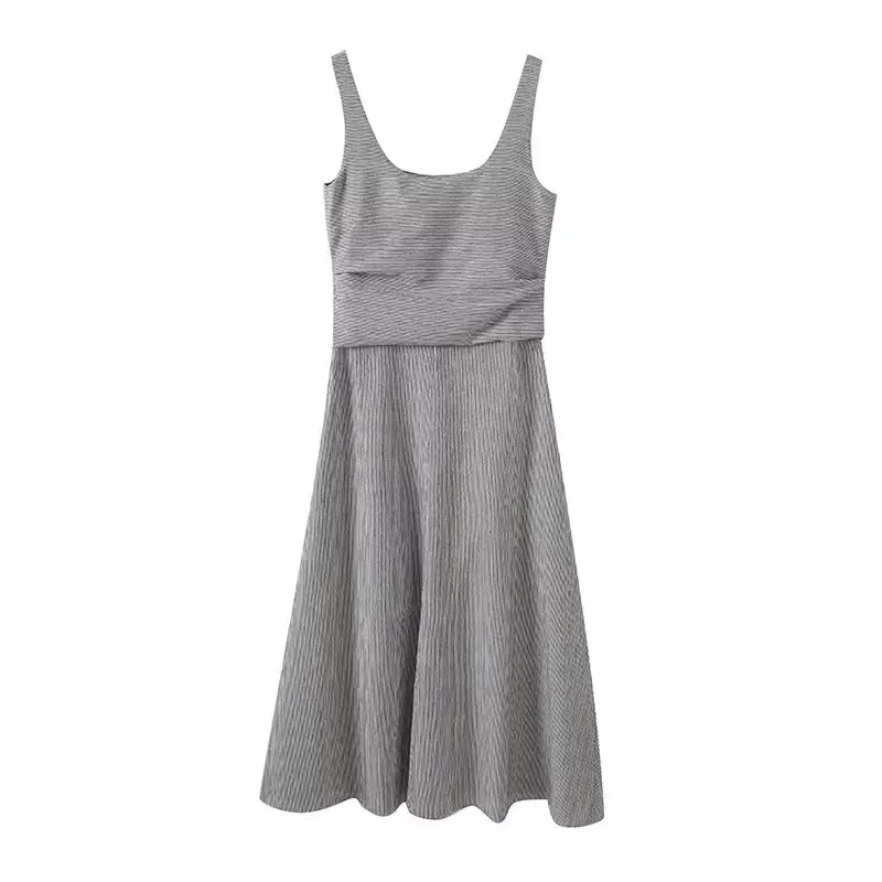 Women’s Striped Square Neck Tank Dress - Image 2