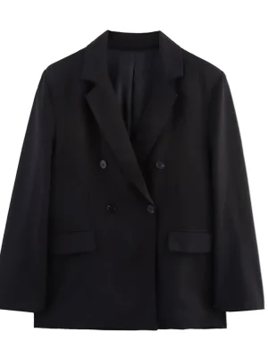 Women’s Loose-Fit Suit Jacket with Shoulder Pads