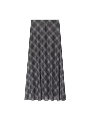 Autumn Women’s Elastic Waist Plaid Maxi Skirt