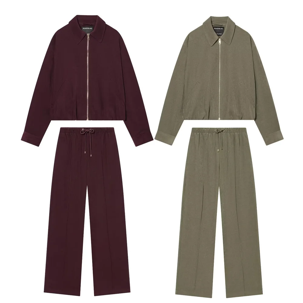 Women’s Fluffy Pilot Jacket & Wide Leg Pants Set - Image 2