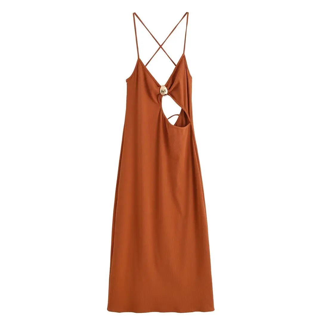 Women’s Hollow Knitted Backless Summer Dress