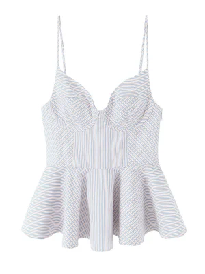 Women’s Fluffy Striped Poplin Strap Top