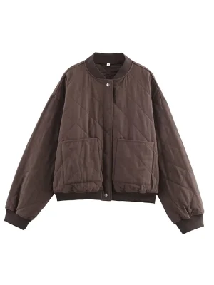 Women’s Quilted Pilot Jacket Low Rib Collar