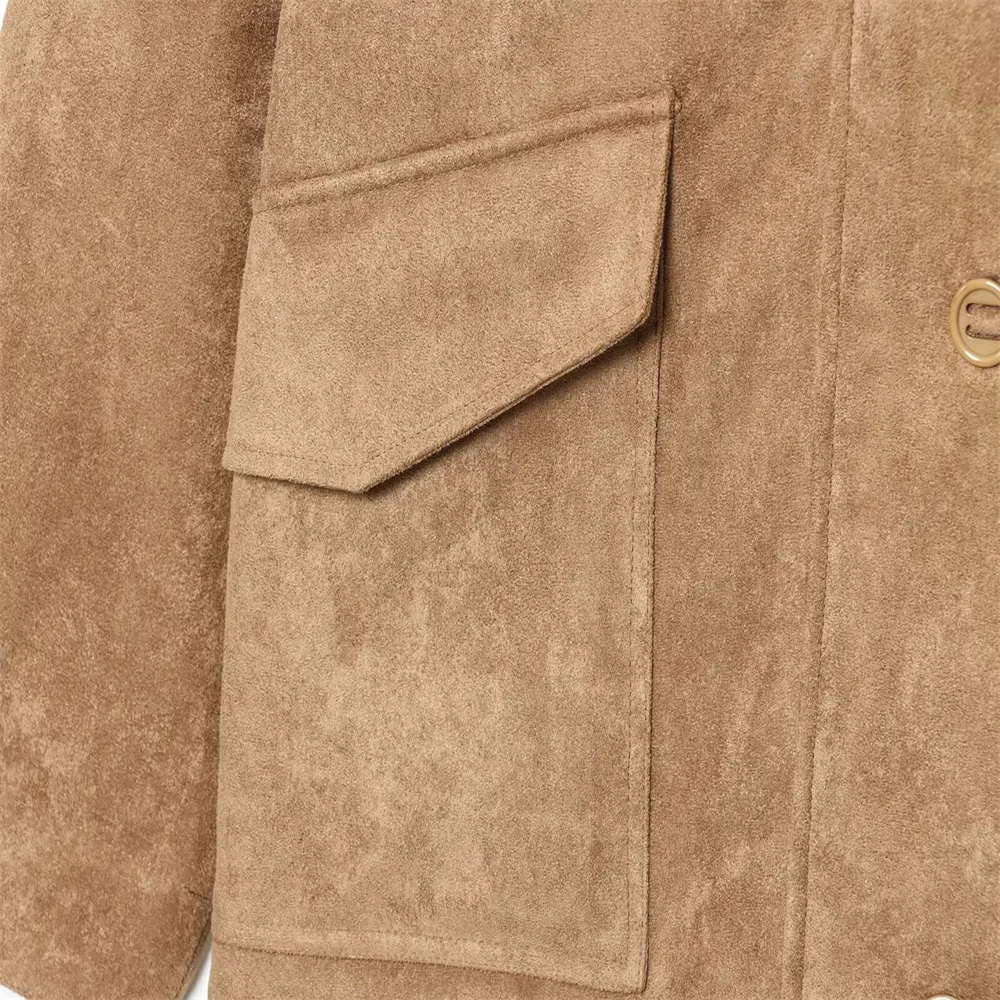 Women’s Suede-Texture Leather Jacket - Image 5