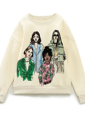 Casual Women’s Round Neck Printed Sweatshirt