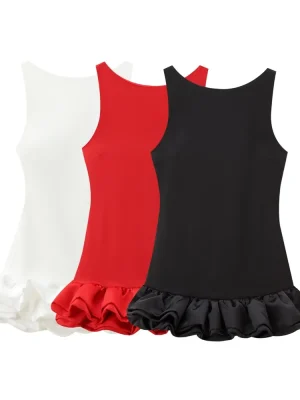 Autumn Slim-Fit Backless Suspender Mini Dress