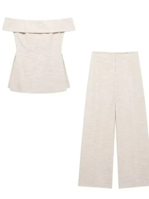 Autumn European-Style Off-Shoulder Top & Pants Set