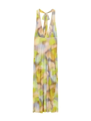 Summer Printed Backless Halter Midi Dress