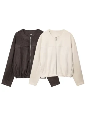 Autumn Women’s Round Neck Fleece Pilot Jacket