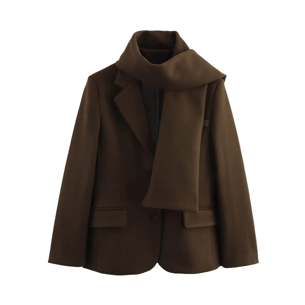 Women’s Simple Scarf-Detail Suit Coat - Image 5