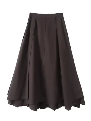Women’s Irregular Solid Color Long Half Skirt