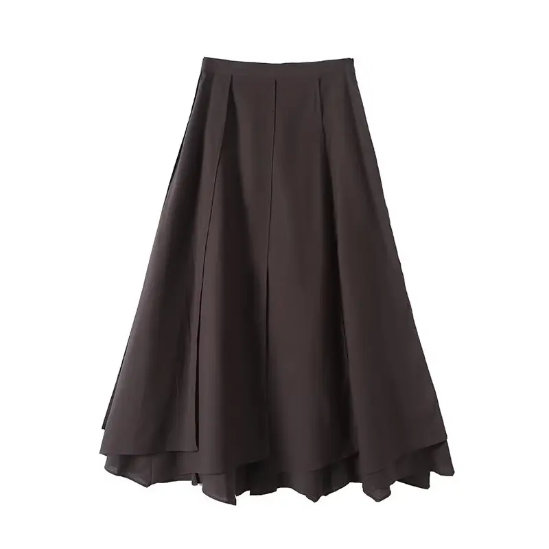 Women’s Irregular Solid Color Long Half Skirt