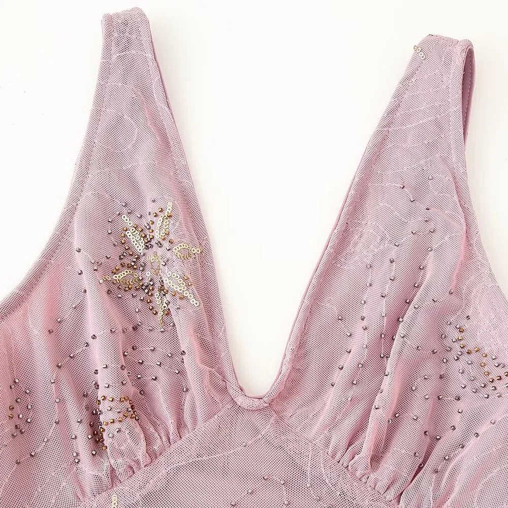 Women’s Beaded Backless Camisole Midi Dress - Image 4