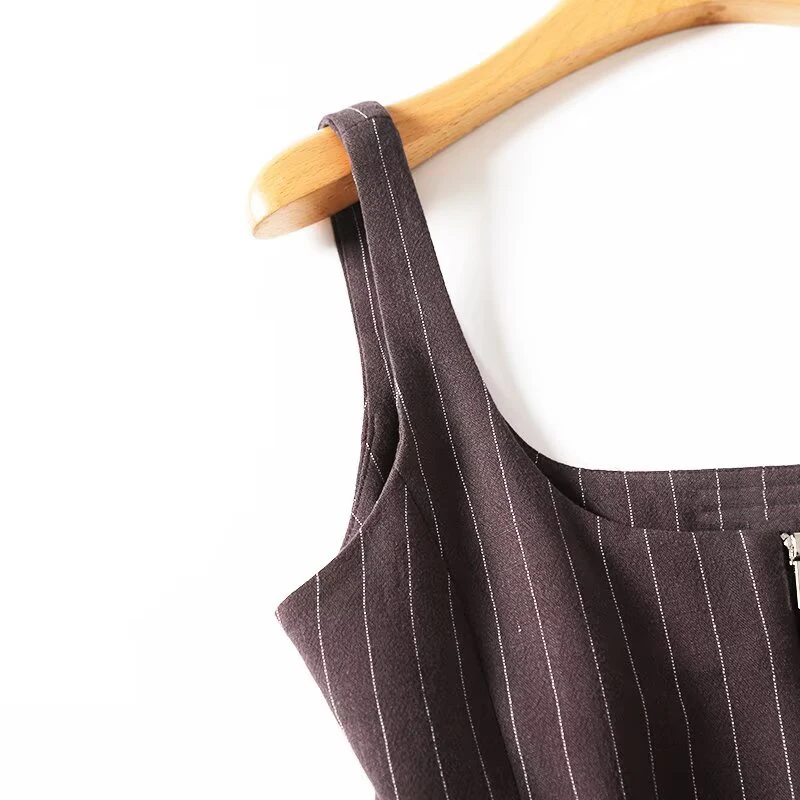 Women’s Striped Sleeveless Vest & Straight Pants Set - Image 6