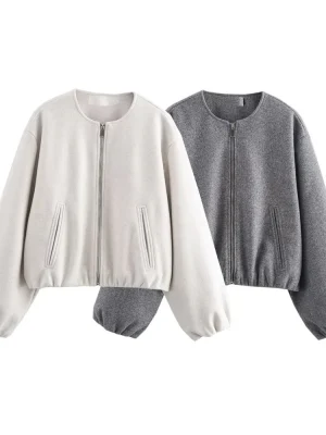 Autumn Round Neck Loose Pilot Jacket