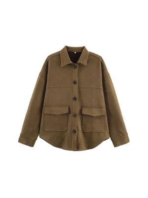 Autumn Women’s Versatile Suede Shirt-Style Jacket