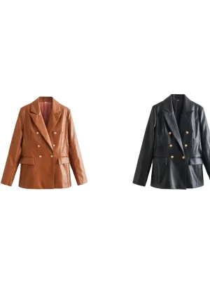 Autumn Two-Tone Pocket Detail Suit Coat