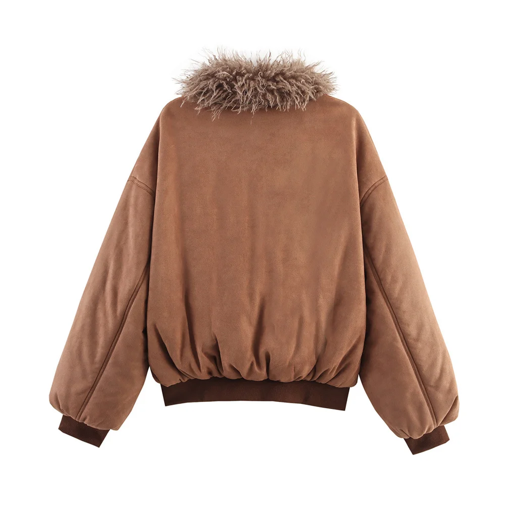 Women’s Autumn Faux Fur Collar Cotton Jacket - Image 2