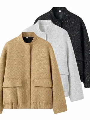 Autumn Sequin Pocket Detail Fashion Jacket