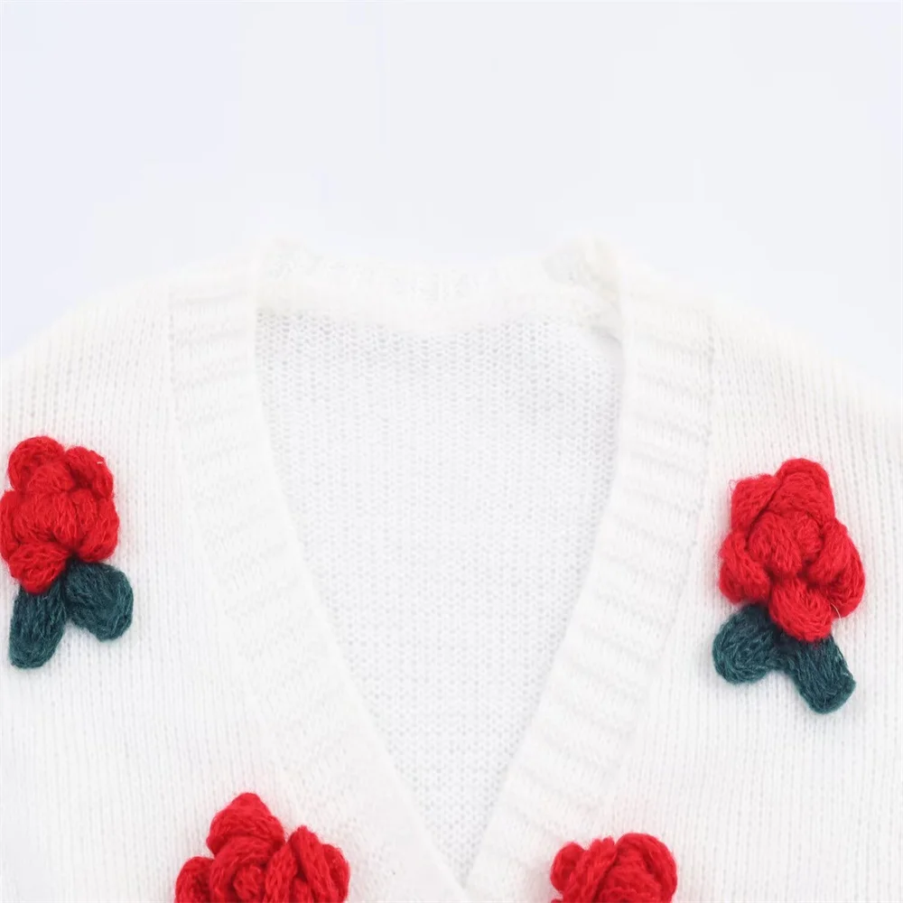 Women’s Autumn Handmade Flower Knit Cardigan - Image 3