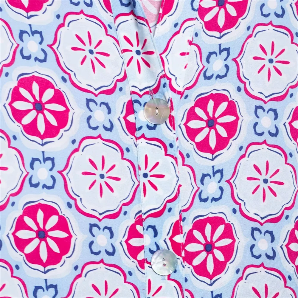 Women’s Printed Collar Belted Summer Dress - Image 4