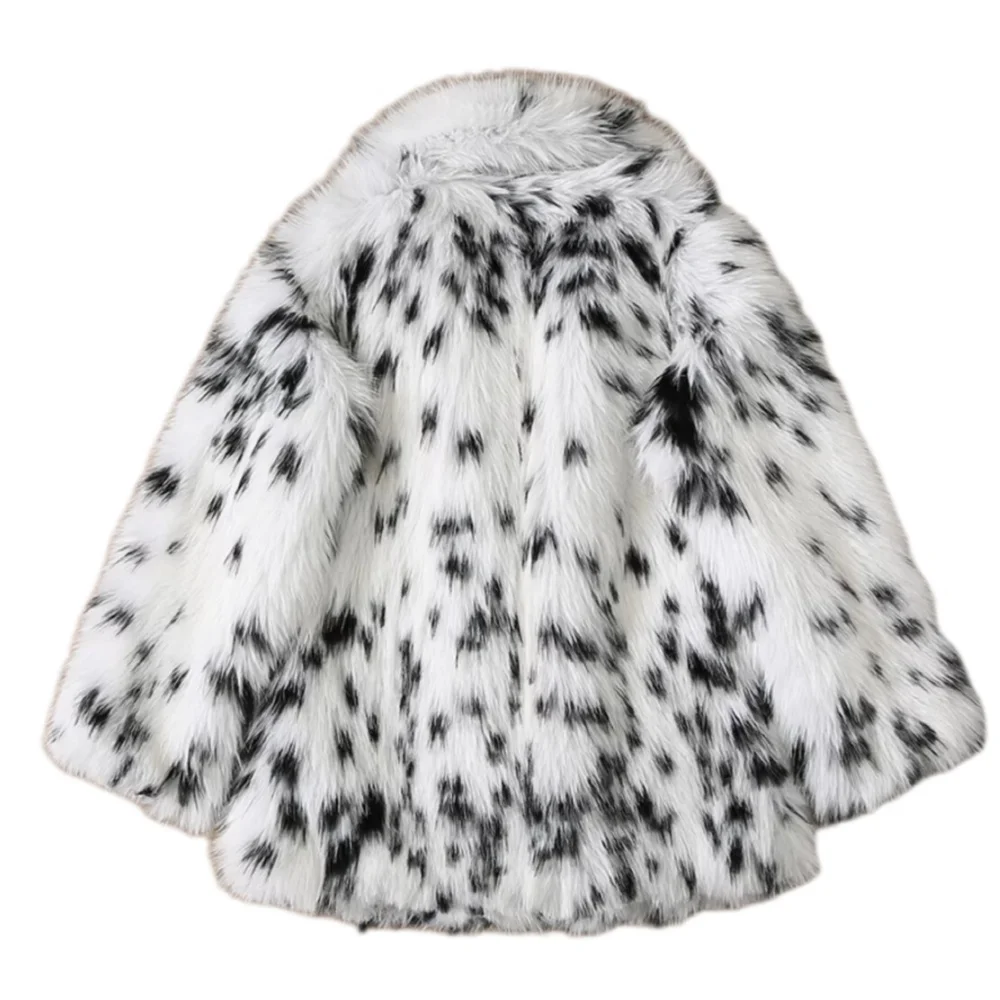 Women’s Autumn Black & White Faux Fur Jacket - Image 2