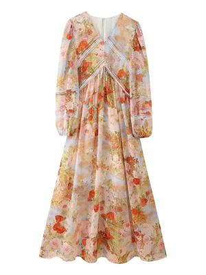 Women’s Slimming Printed Long Sleeve Dress