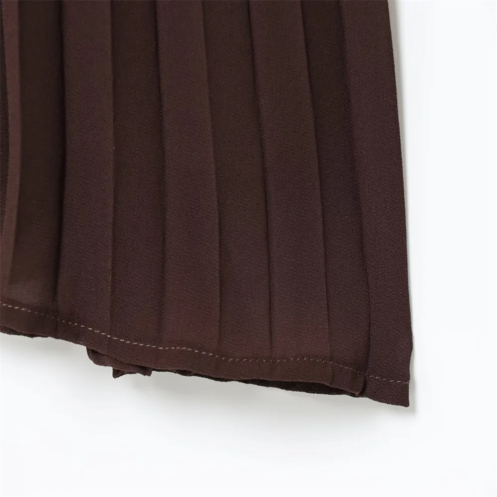 French Style Belted Pleated Midi Dress - Image 6