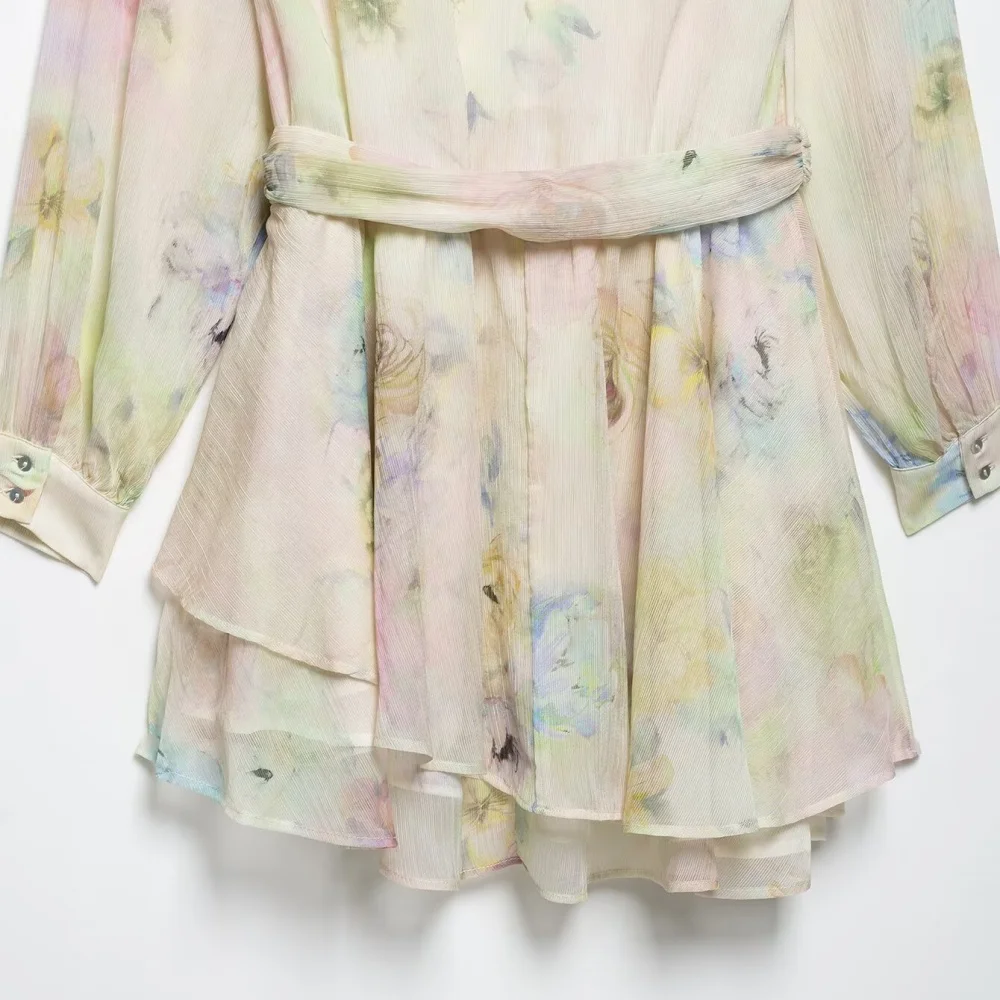 Crochet Hollow Layered Mini Dress - Image 6