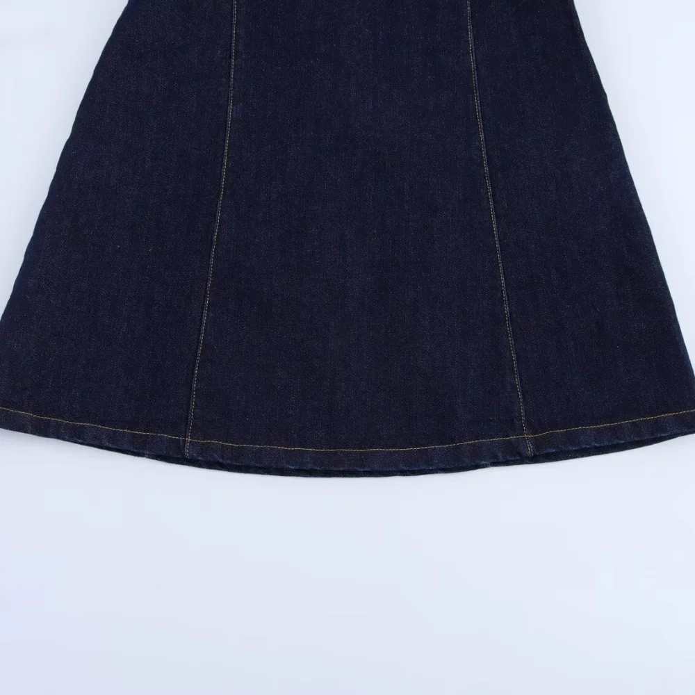 Women’s Square Neck Sleeveless Denim Mini Dress - Image 4