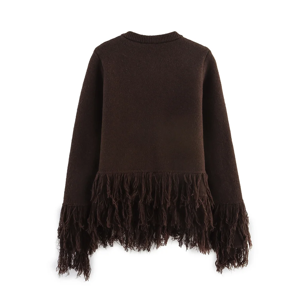 Women’s Autumn Tassel Button Knit Jacket - Image 2