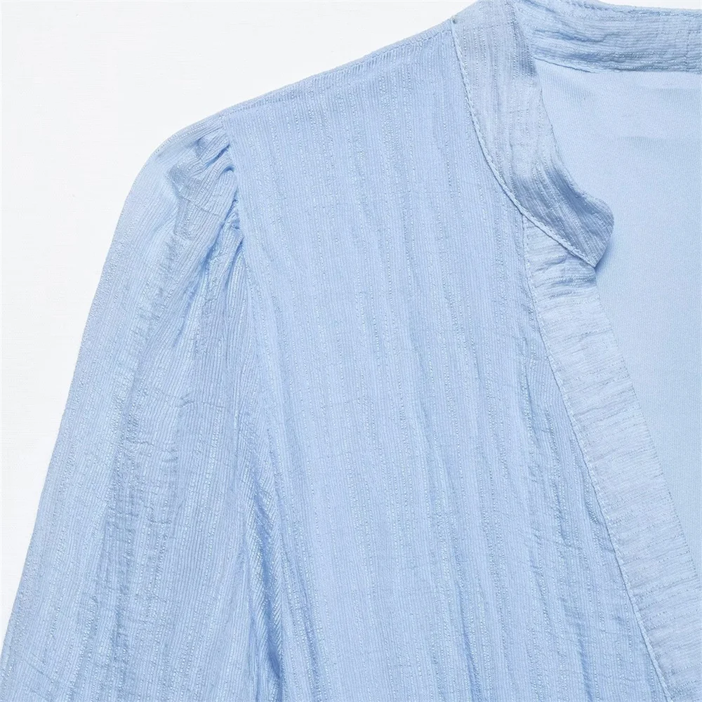 Women’s V-Neck Belted Layered Summer Dress - Image 3