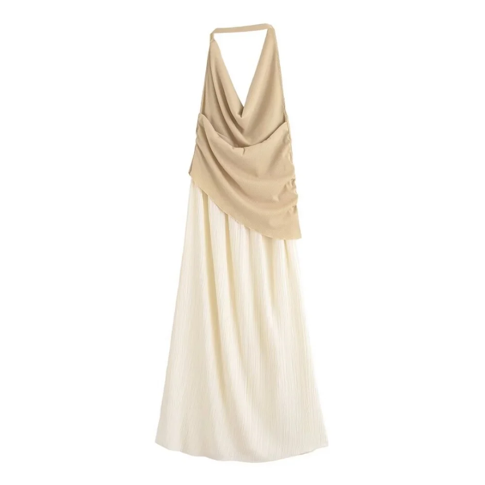 Women’s Contrast Halter Neck Maxi Dress - Image 2