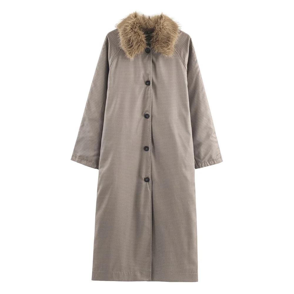 Autumn Women’s Faux Fur Collar Reversible Windbreaker - Image 2