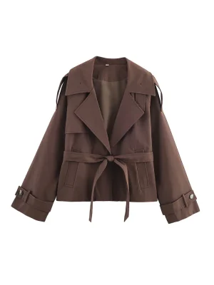 Women’s Autumn Dark Brown Windbreaker Jacket